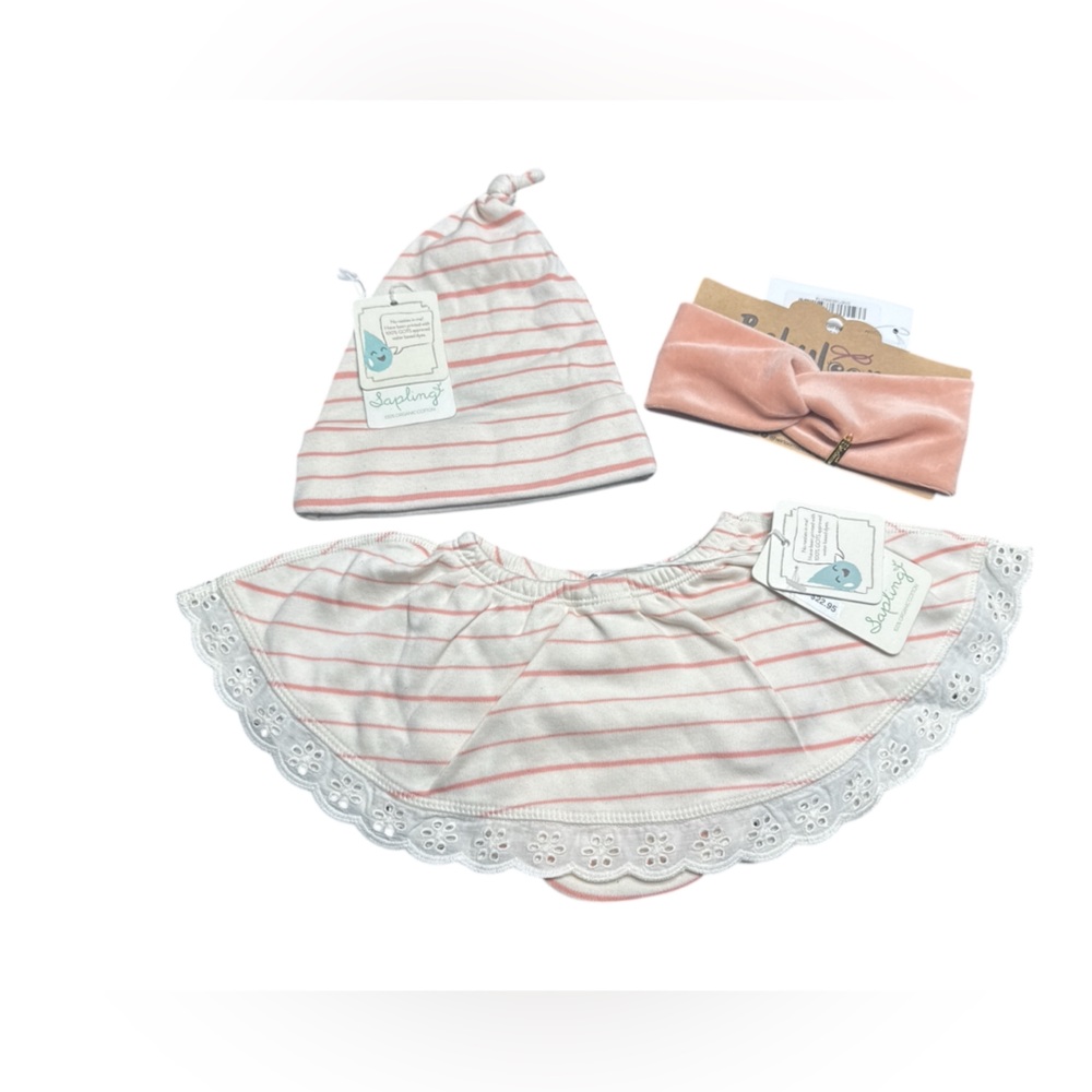 Sapling 100% organic cotton hat , and skirt bloomer +headband by heirlooms bows